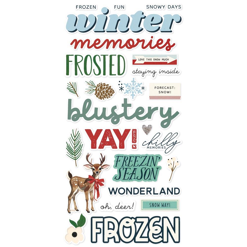 Simple Stories Vintage Flannel Season Foam Stickers 25323 Snow Sentiments
