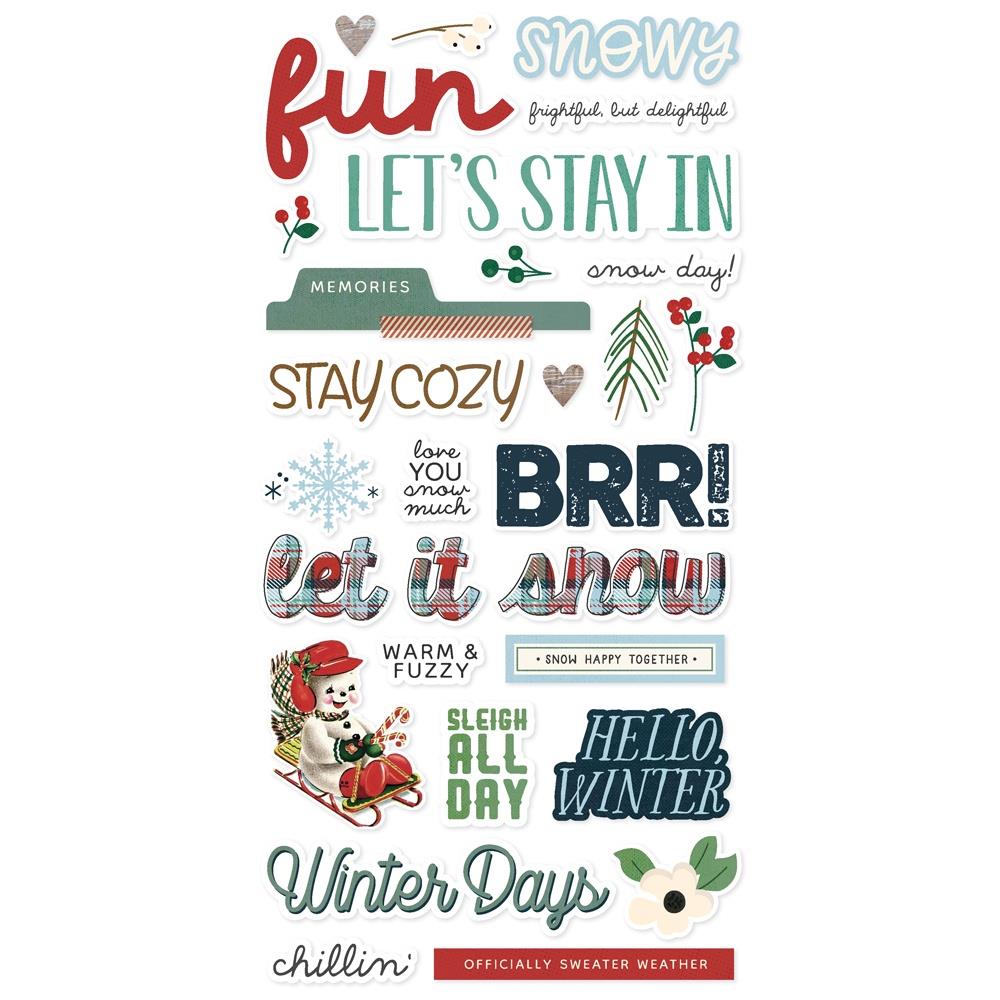 Simple Stories Vintage Flannel Season Foam Stickers 25323 Winter Sentiments