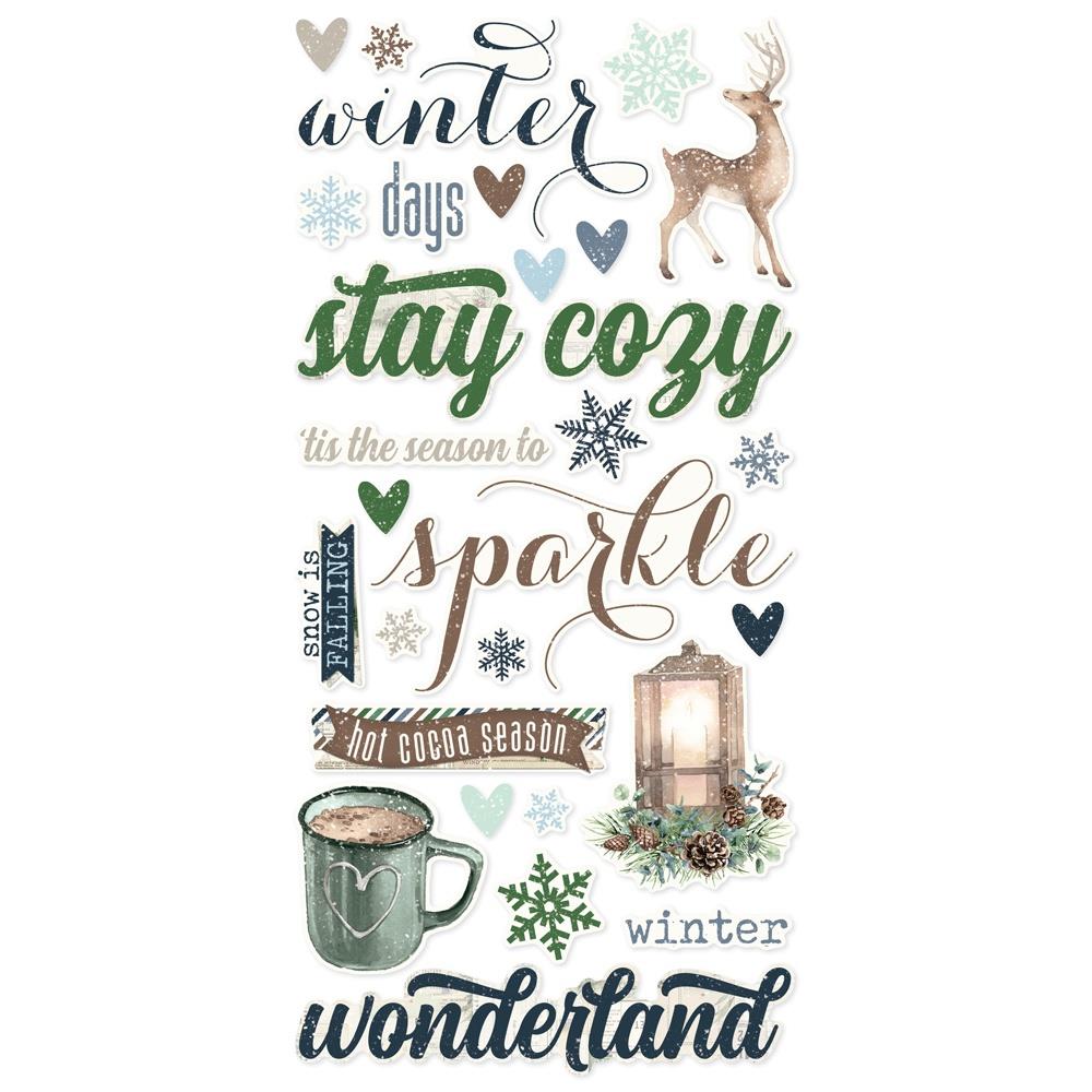 Simple Stories Vintage Fresh Snow Foam Stickers 23726 Christmas Sentiments
