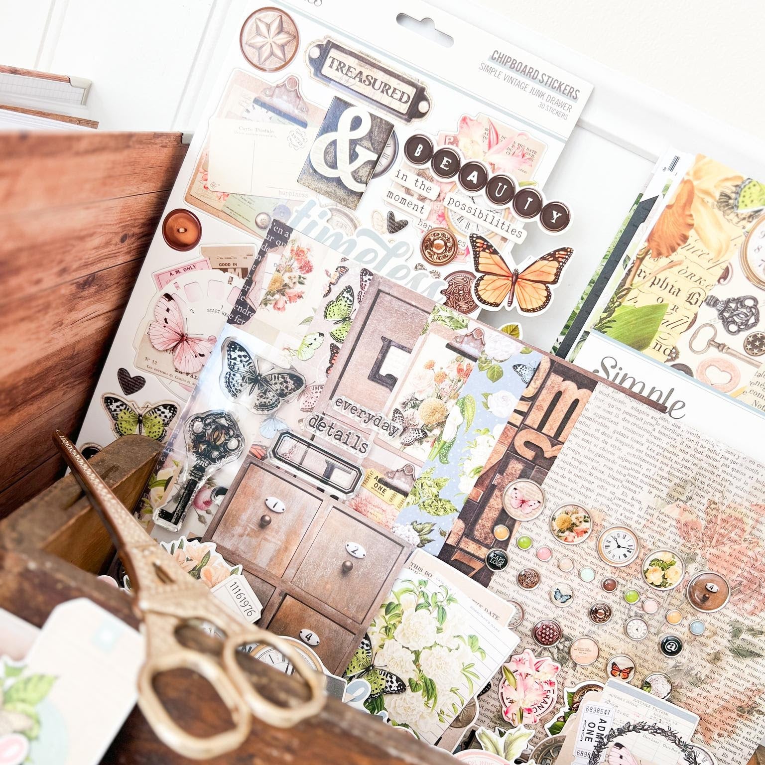 Simple Stories Vintage Junk Drawer Rub Ons 26029* – Simon Says Stamp