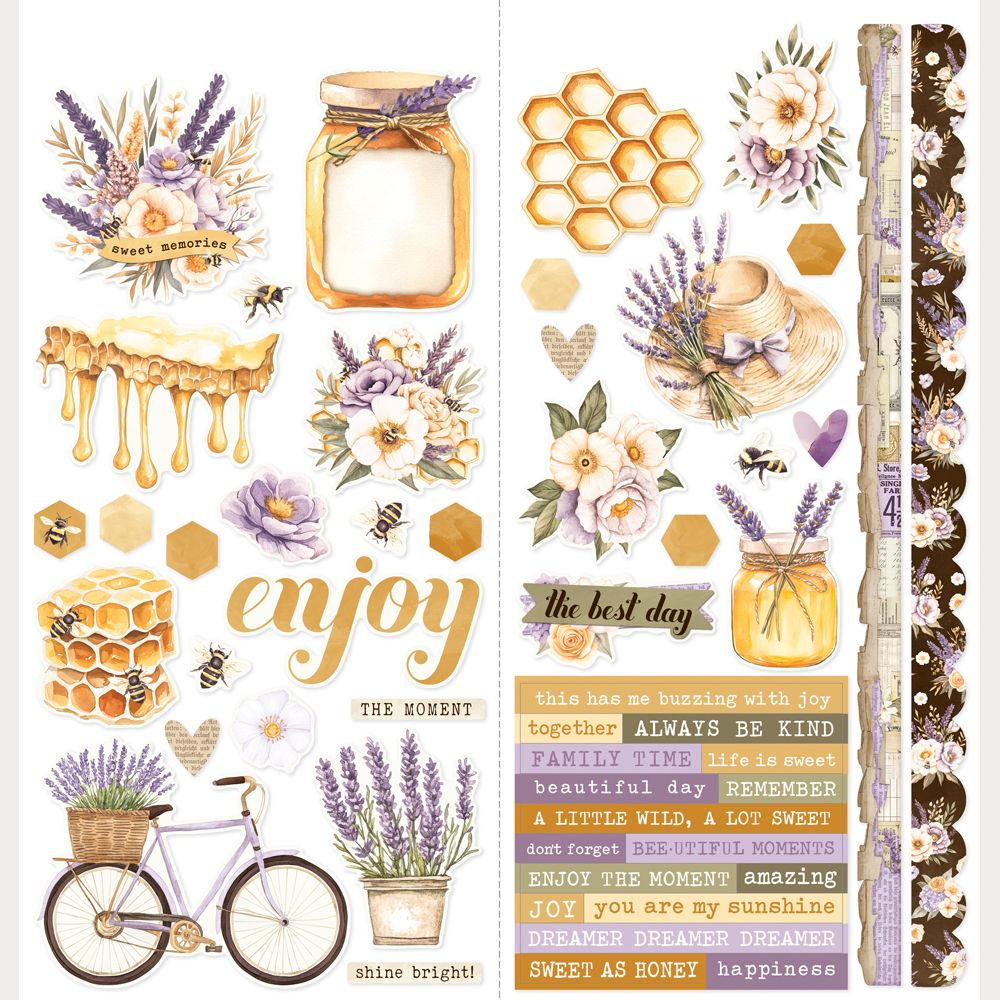 Simple Stories Vintage Lavender Fields 12 x 12 Collection Kit 26400 Cardstock Stickers