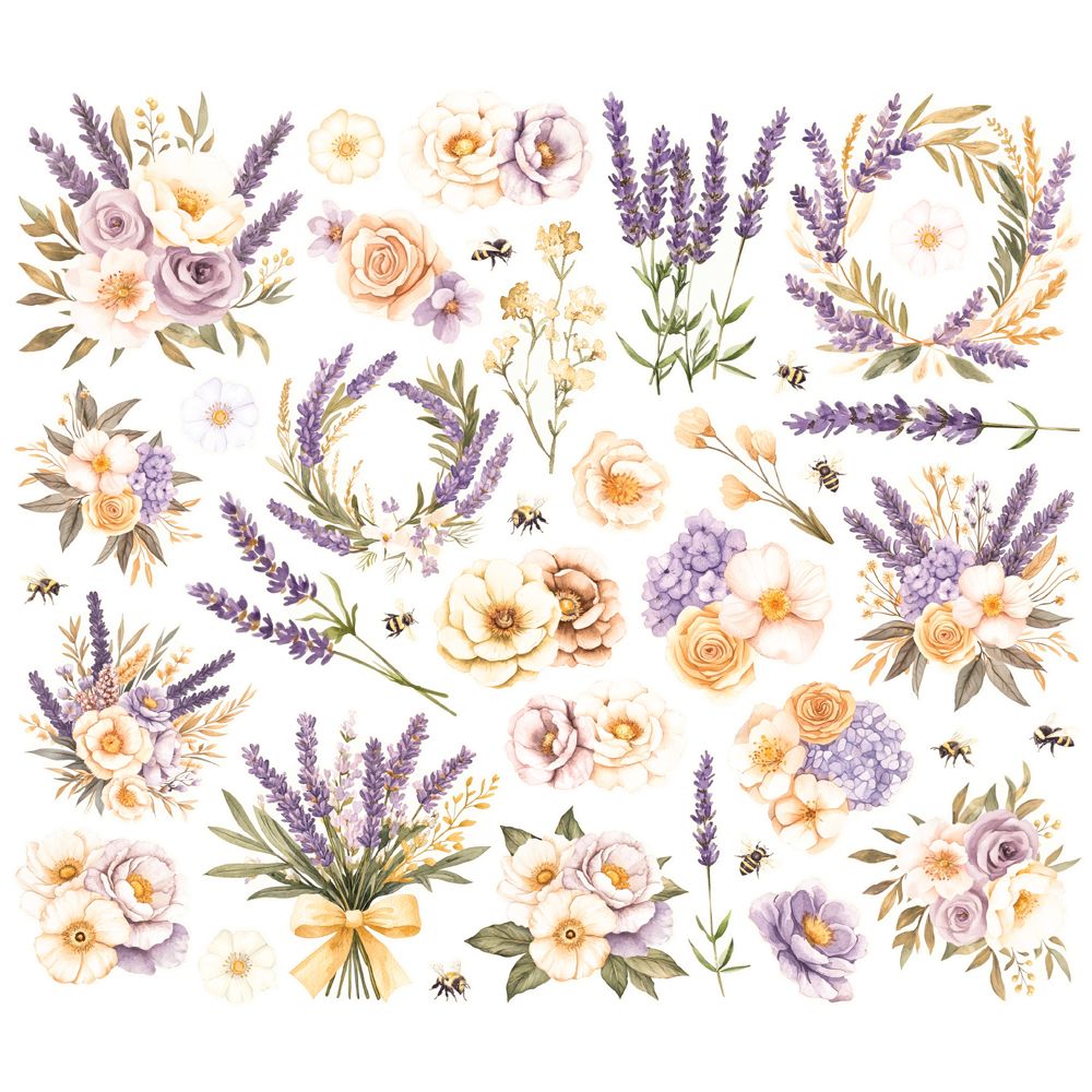 Simple Stories Vintage Lavender Fields Floral Bits And Pieces 26427 Floral Images