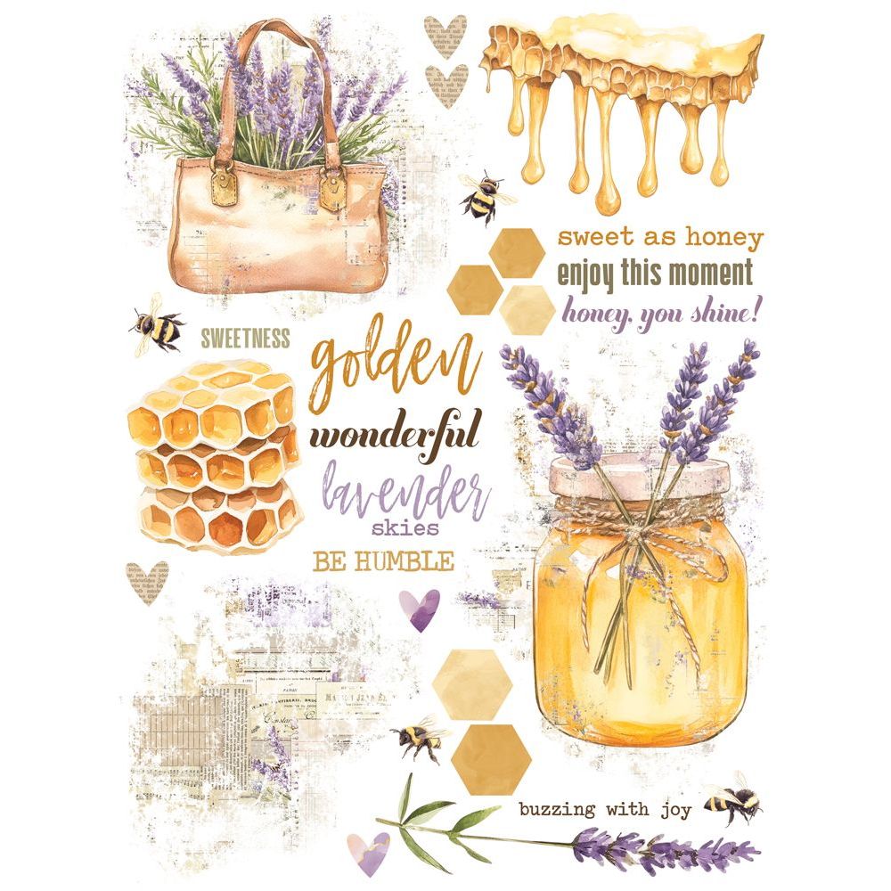 Simple Stories Vintage Lavender Fields Rub Ons 26429 Honey Images