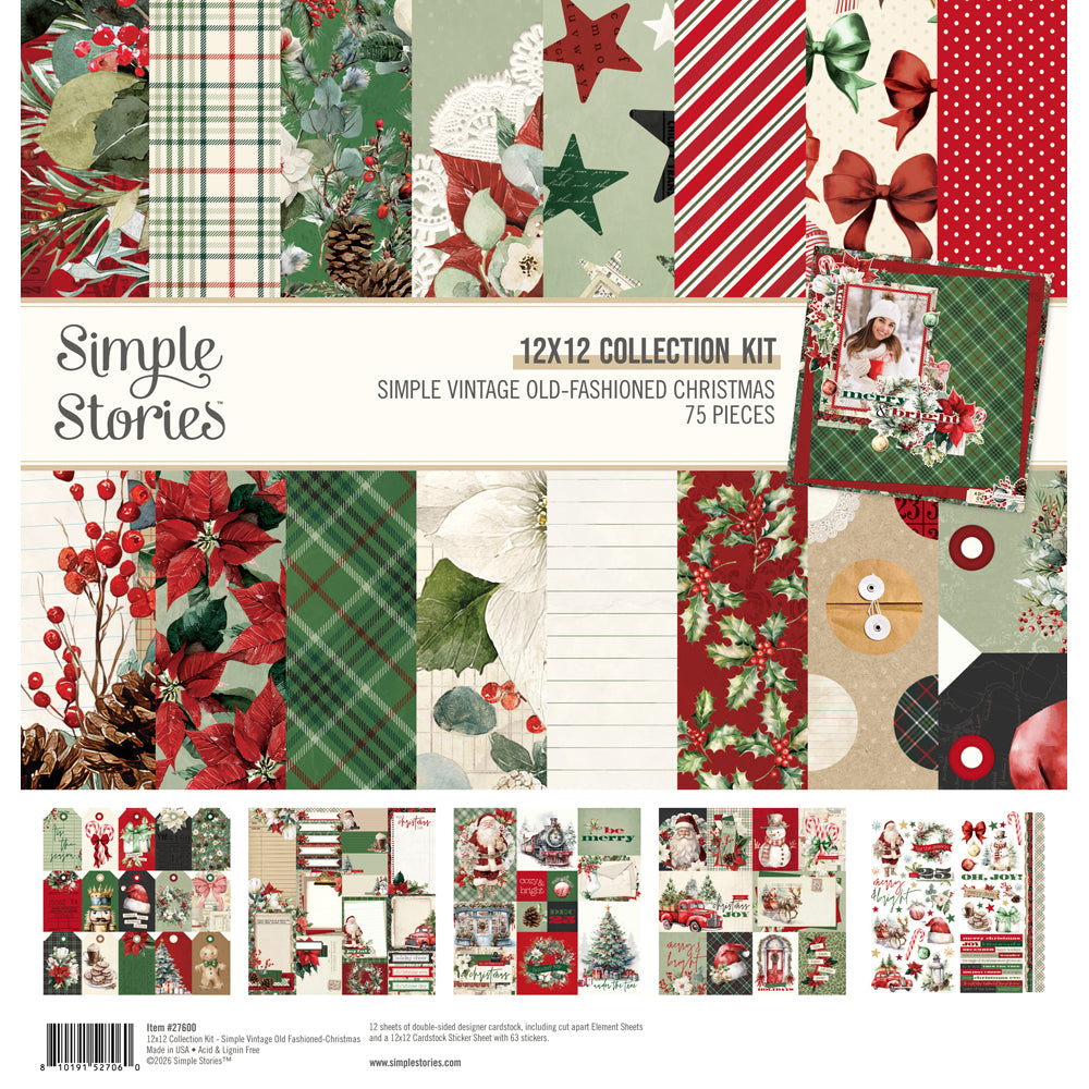 Simple Stories Vintage Old-Fashioned Christmas 12 x 12 Collection Kit 27600