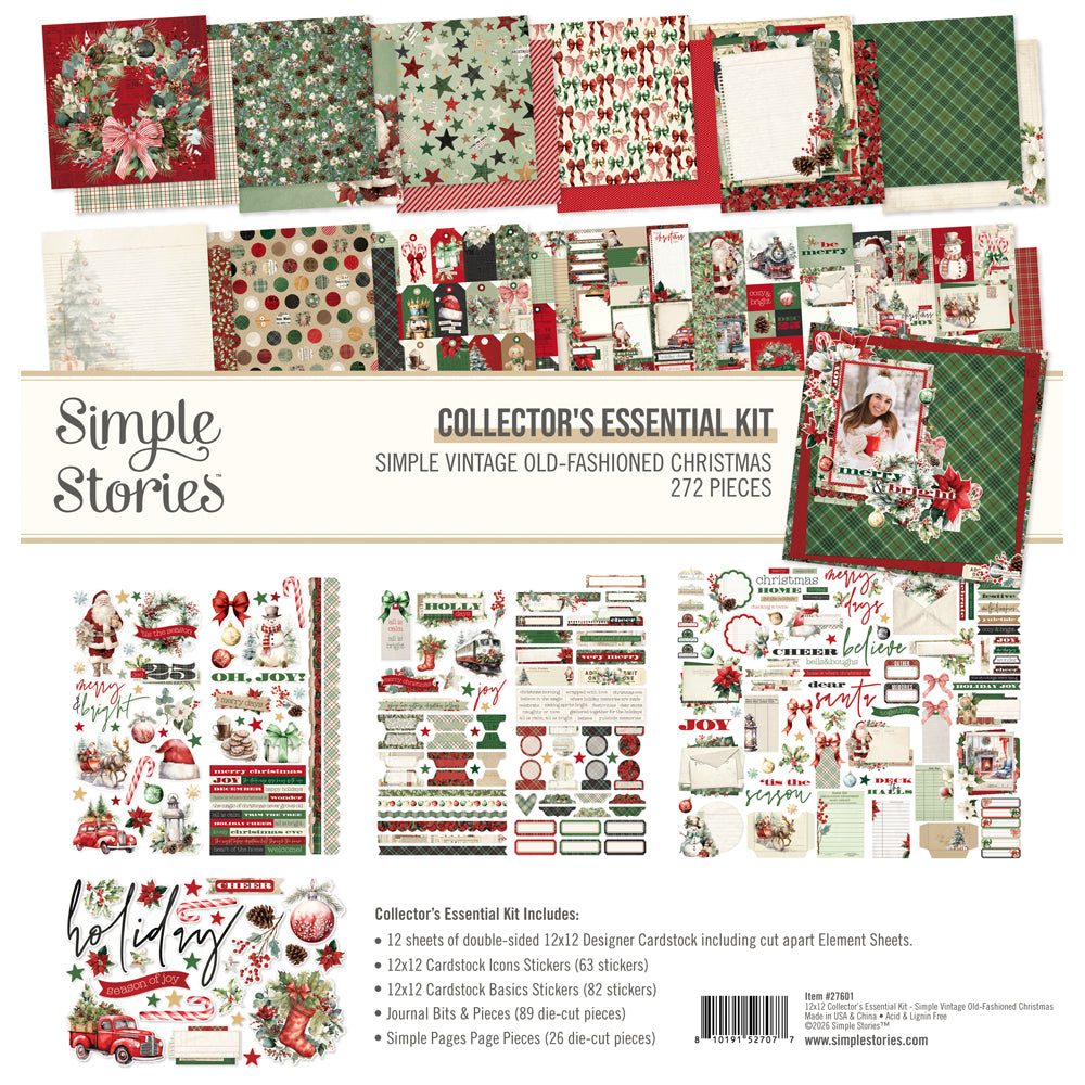Simple Stories Vintage Old-Fashioned Christmas 12 x 12 Collector's Essentials Kit 27601