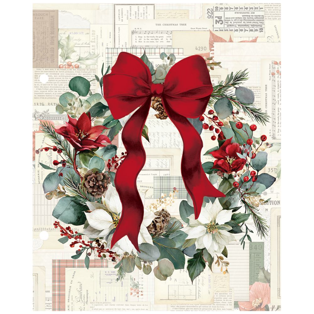 Simple Stories Vintage Old-Fashioned Christmas 6 x 8 Binder Inserts 27634 Holiday Wreath