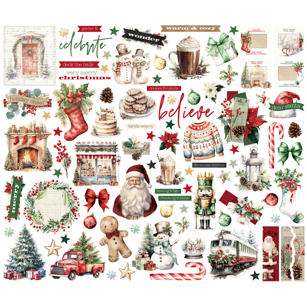 Simple Stories Vintage Old-Fashioned Christmas Bits And Pieces 27626 Holiday Sentiments And Images