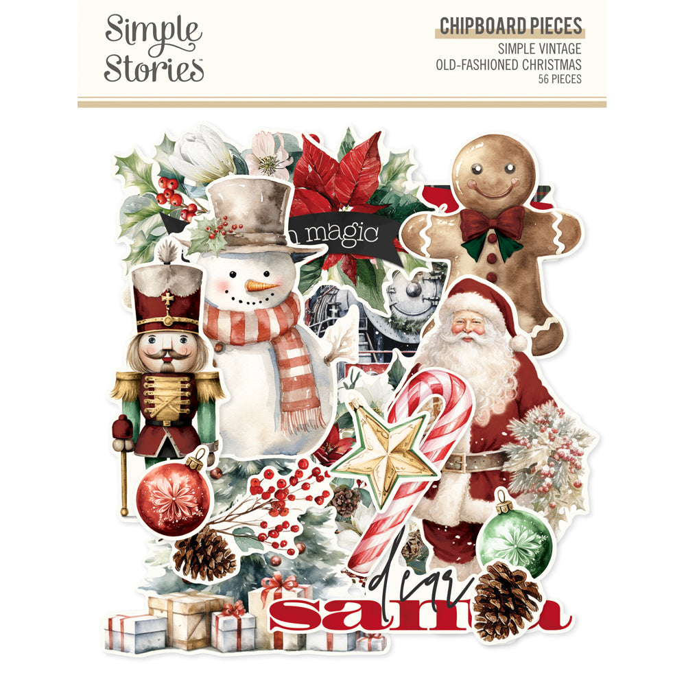 Simple Stories Vintage Old-Fashioned Christmas Chipboard Pieces 27625