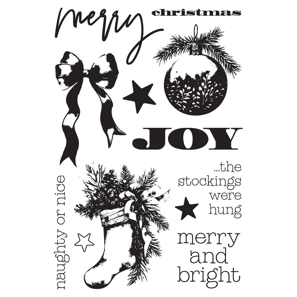Simple Stories Vintage Old-Fashioned Christmas Clear Stamps 27624 Merry And Bright Sentiments
