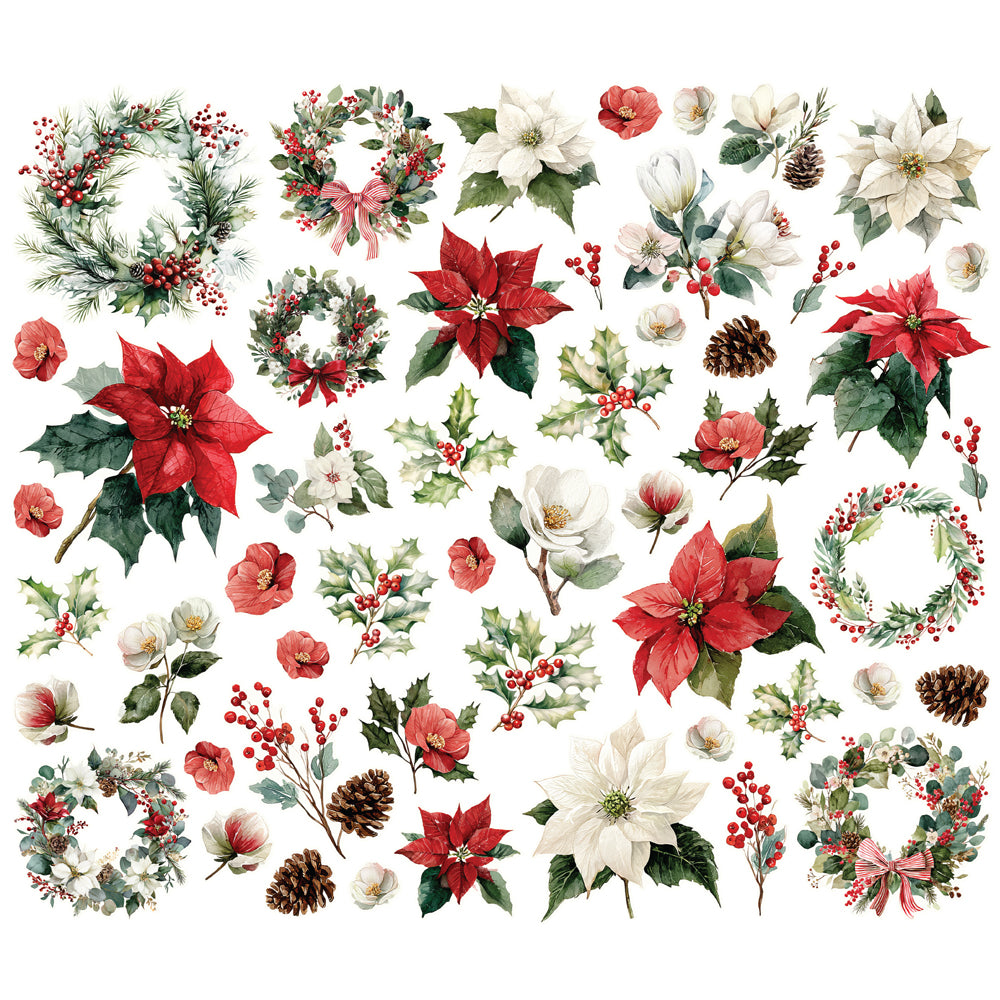 Simple Stories Vintage Old-Fashioned Christmas Floral Bits And Pieces 27628 Holiday Flowers