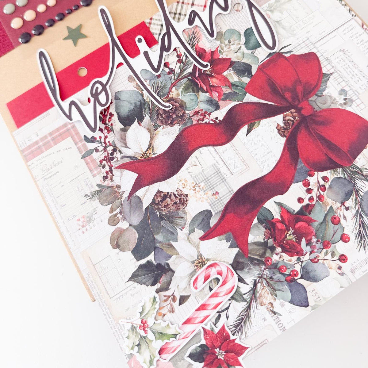 Simple Stories Vintage Old-Fashioned Christmas Floral Bits And Pieces 27628 Holiday Layout
