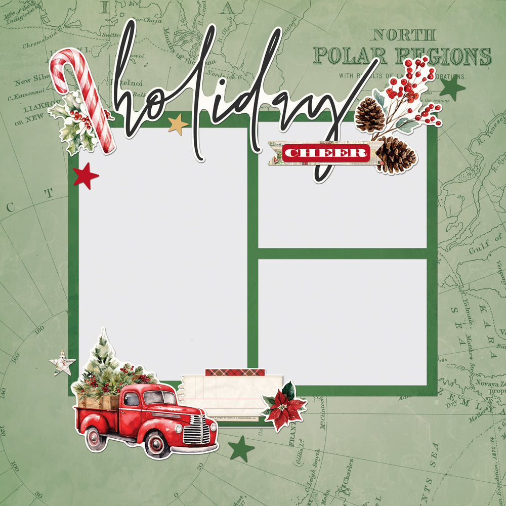 Simple Stories Vintage Old-Fashioned Christmas Page Pieces 27633 Holiday Cheer Layout