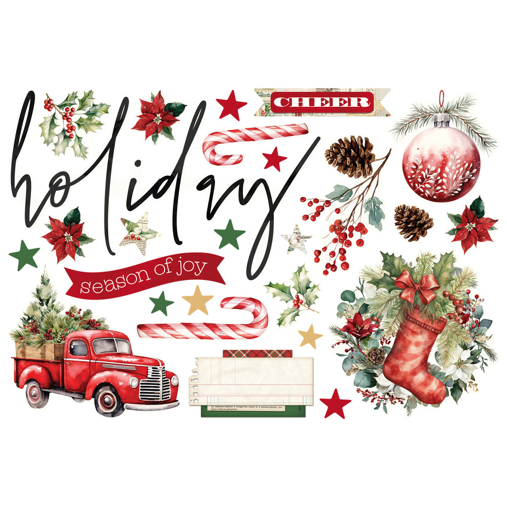 Simple Stories Vintage Old-Fashioned Christmas Page Pieces 27633 Holiday Sentiments