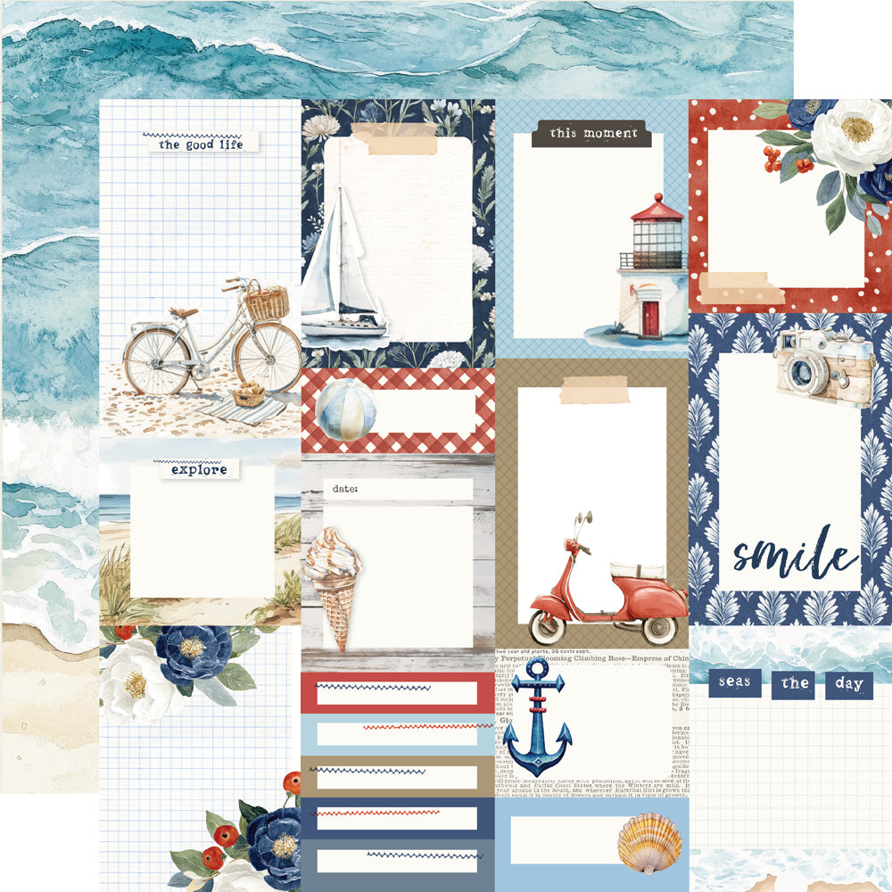 Simple Stories Vintage Sand And Sea 12 x 12 Collection Kit 26900 Journal Elements