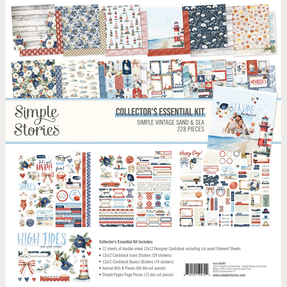 Simple Stories Vintage Sand And Sea 12 x 12 Collector's Essential Kit 26901