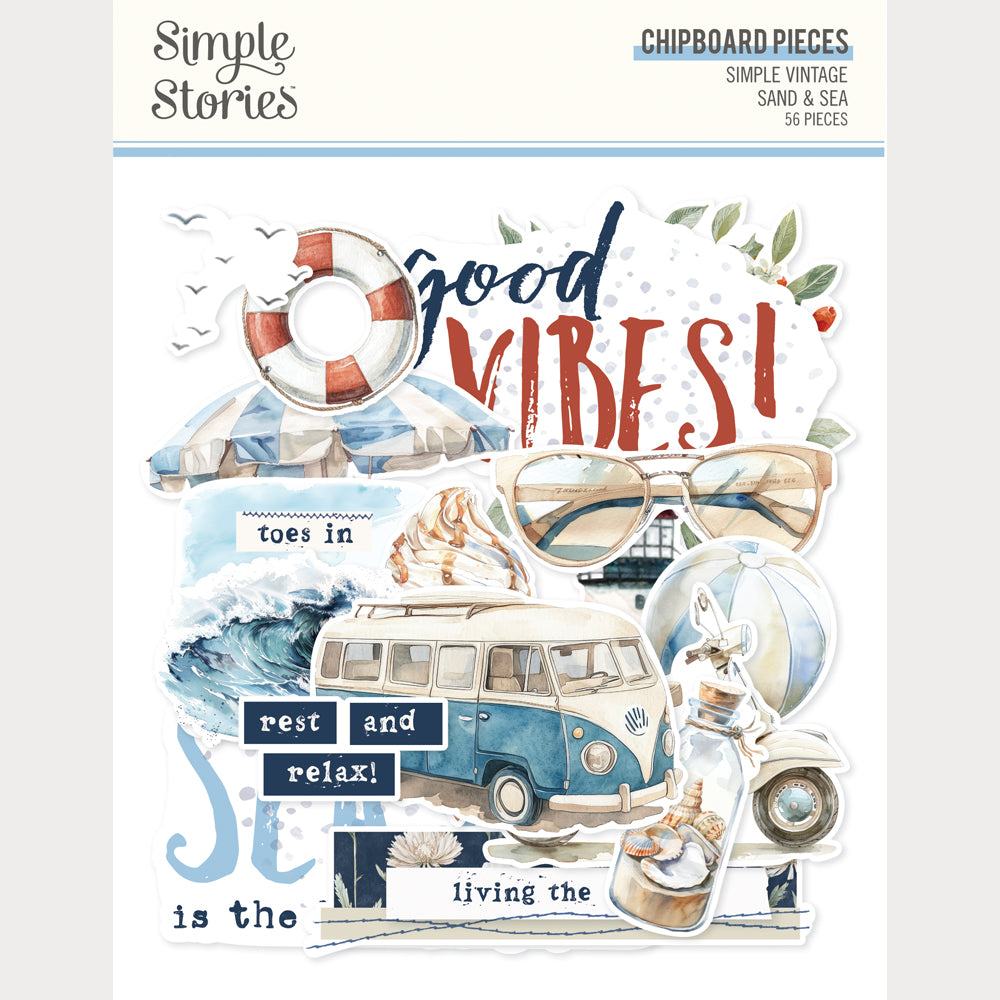 Simple Stories Vintage Sand And Sea Chipboard Pieces 26925