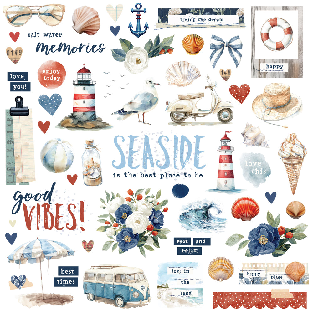 Simple Stories Vintage Sand And Sea Chipboard Pieces 26925 Seaside Images