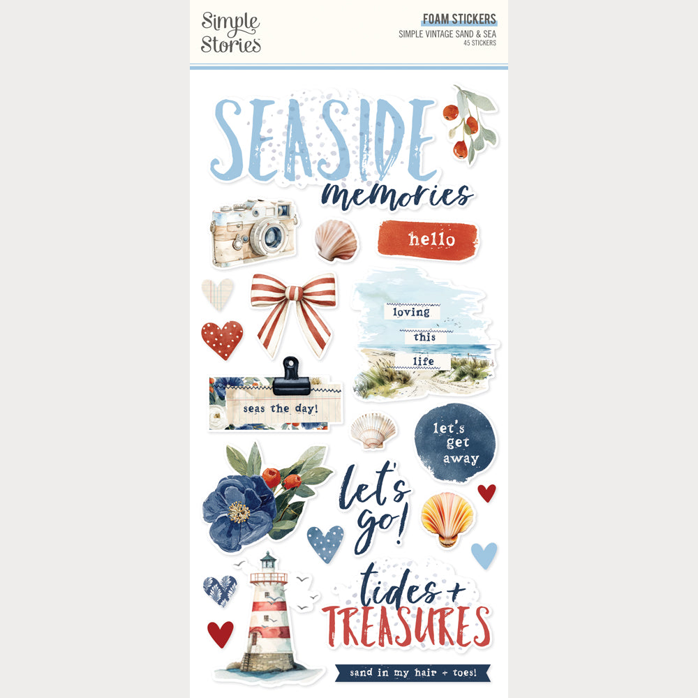 Simple Stories Vintage Sand And Sea Foam Stickers 26930 Beach Sentiments