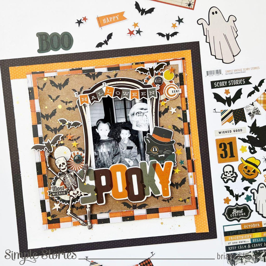 Simple Stories Vintage Scary Stories Bits And Pieces 22817 Spooky Layout