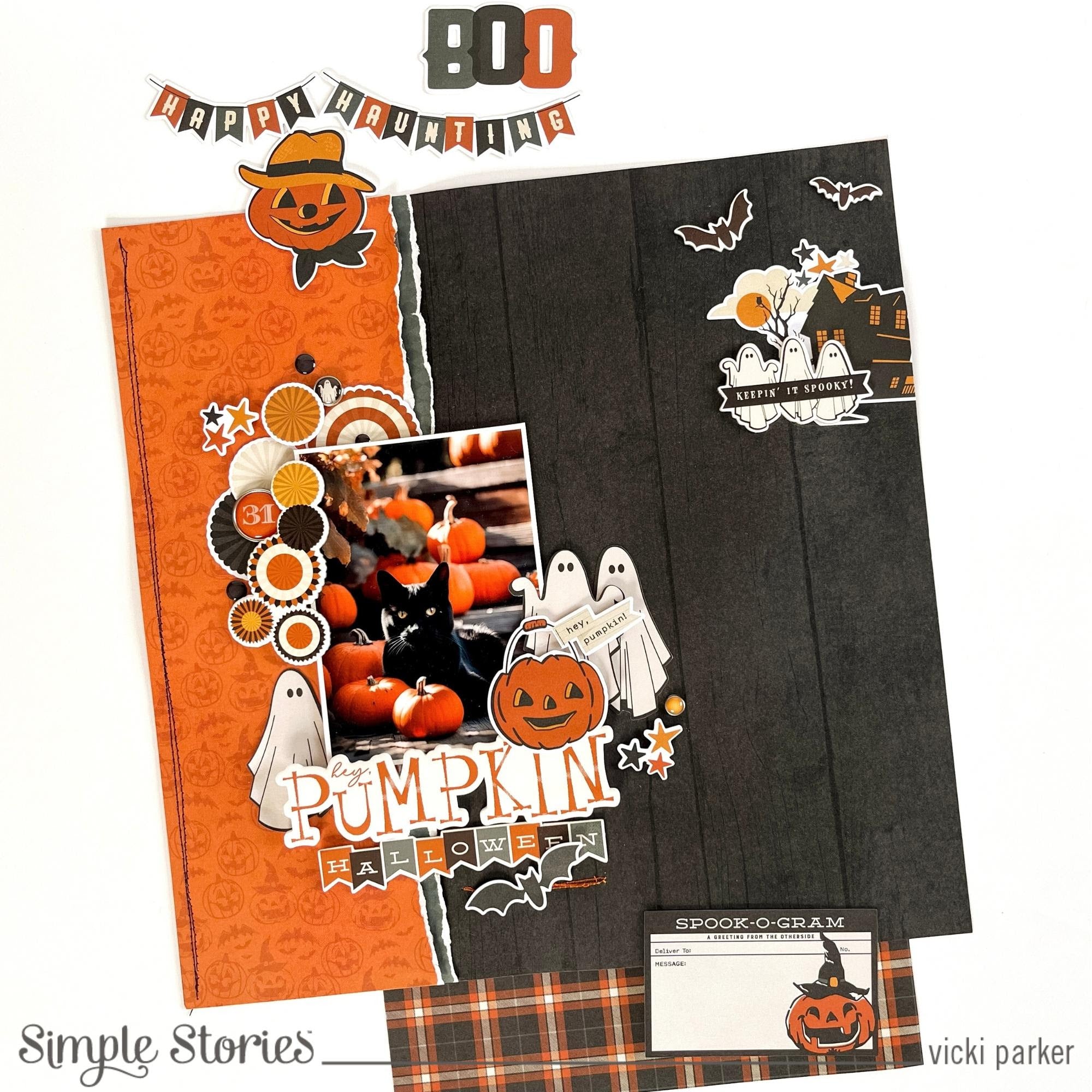 Simple Stories Vintage Scary Stories Journal Bits And Pieces 22818 Pumpkin Halloween