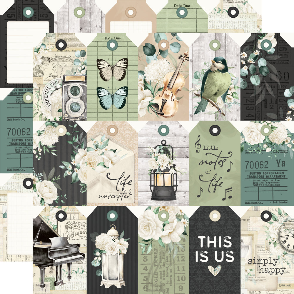 Simple Stories Vintage Timeless Harmony 12 x 12 Collection Kit 27000 Tag Elements