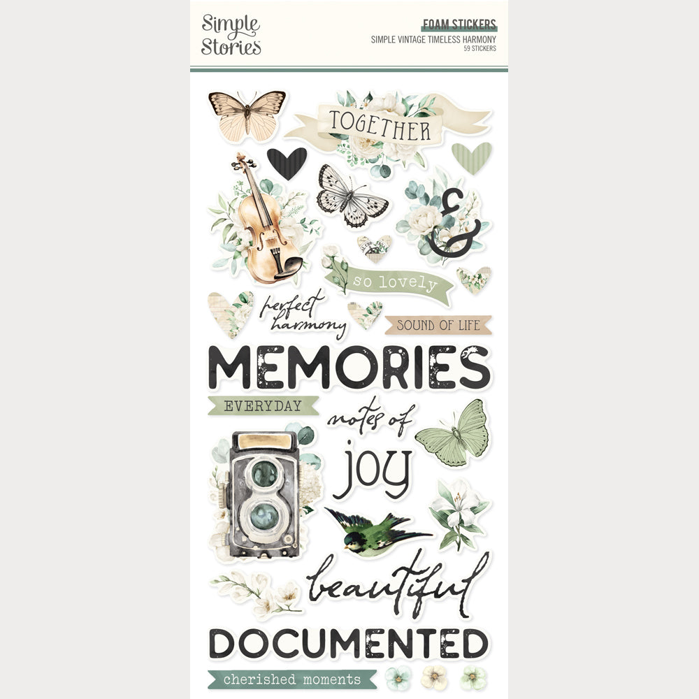 Simple Stories Vintage Timeless Harmony Foam Stickers 27030 Perfect Memories Sentiments