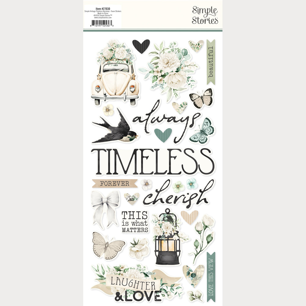 Simple Stories Vintage Timeless Harmony Foam Stickers 27030 Relationship Sentiments