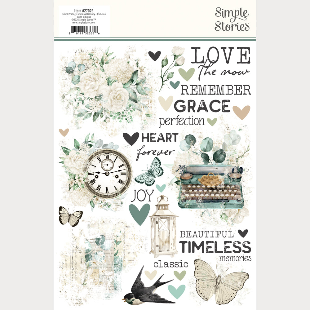 Simple Stories Vintage Timeless Harmony Rub Ons 27029 Relationship Sentiments