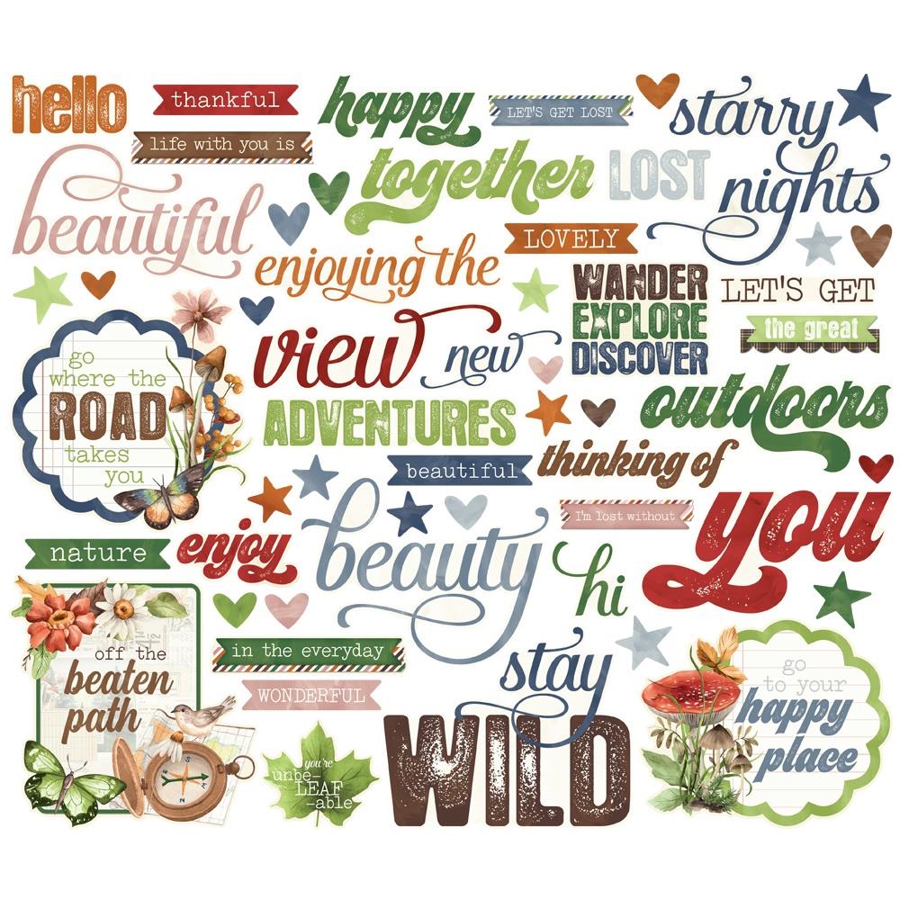 Simple Stories Vintage Woodlands Sentiment Bits And Pieces 24725 Outdoor Sentiments