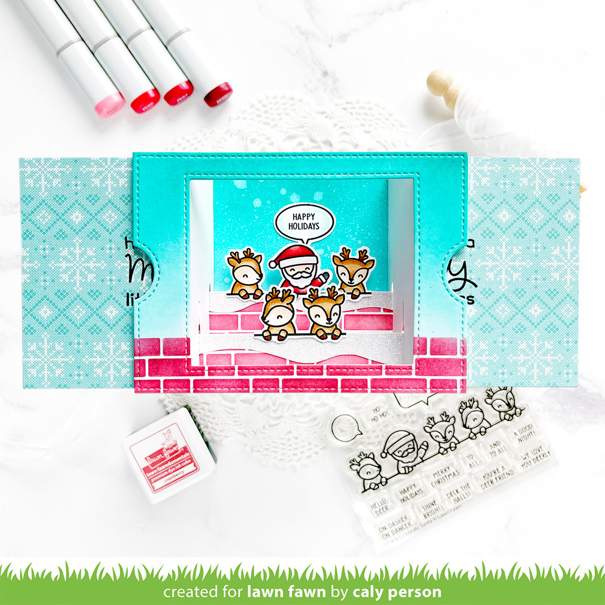 Lawn Fawn Simply Celebrate Santa Clear Stamps lf3236 Happy Holidays