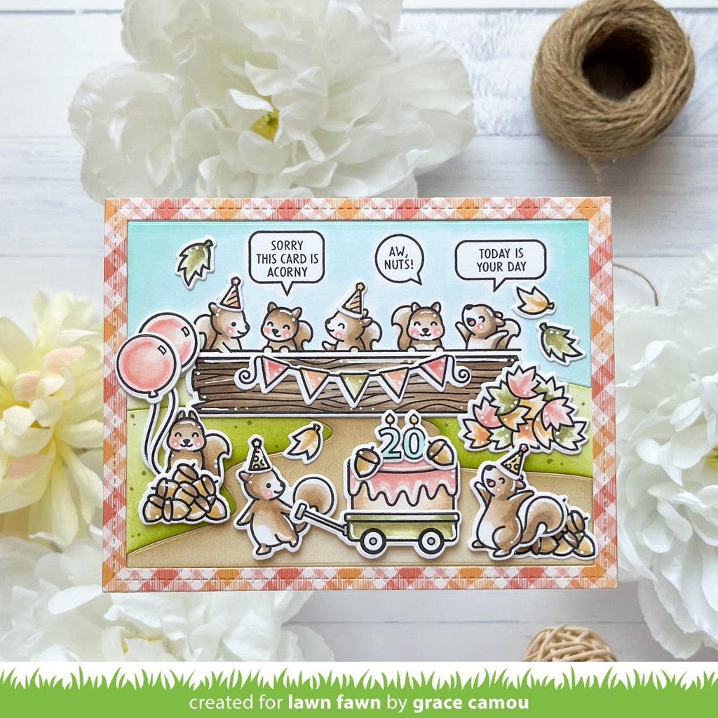 Lawn Fawn Simply Celebrate Squirrels Stamps Dies and Coloring Stencil