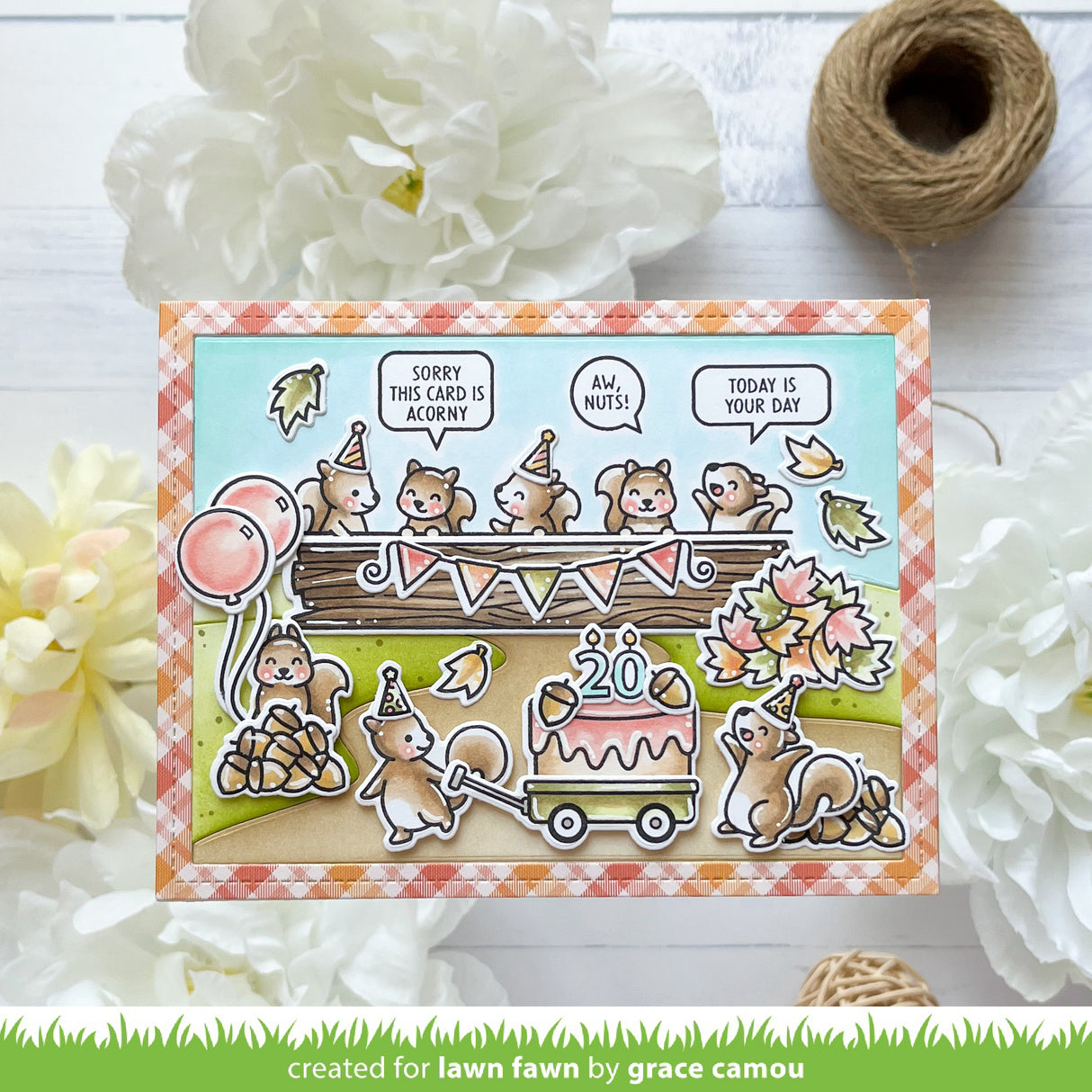 Lawn Fawn Simply Celebrate Squirrels Stamps Dies and Coloring Stencil