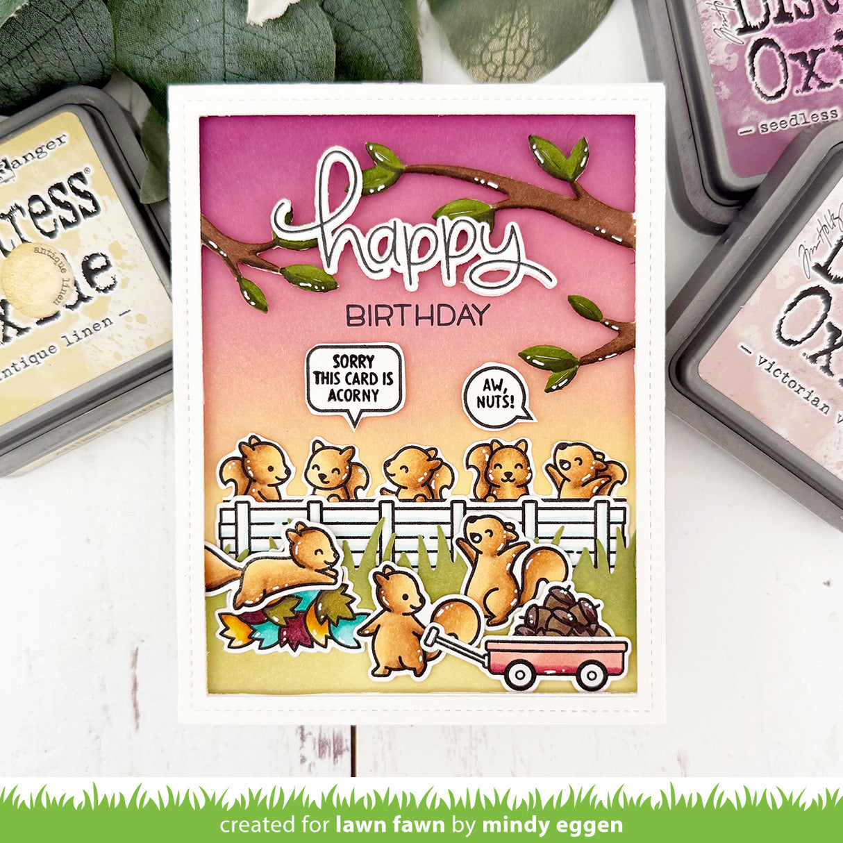 Lawn Fawn Simply Celebrate Squirrels Stamps Dies and Coloring Stencil