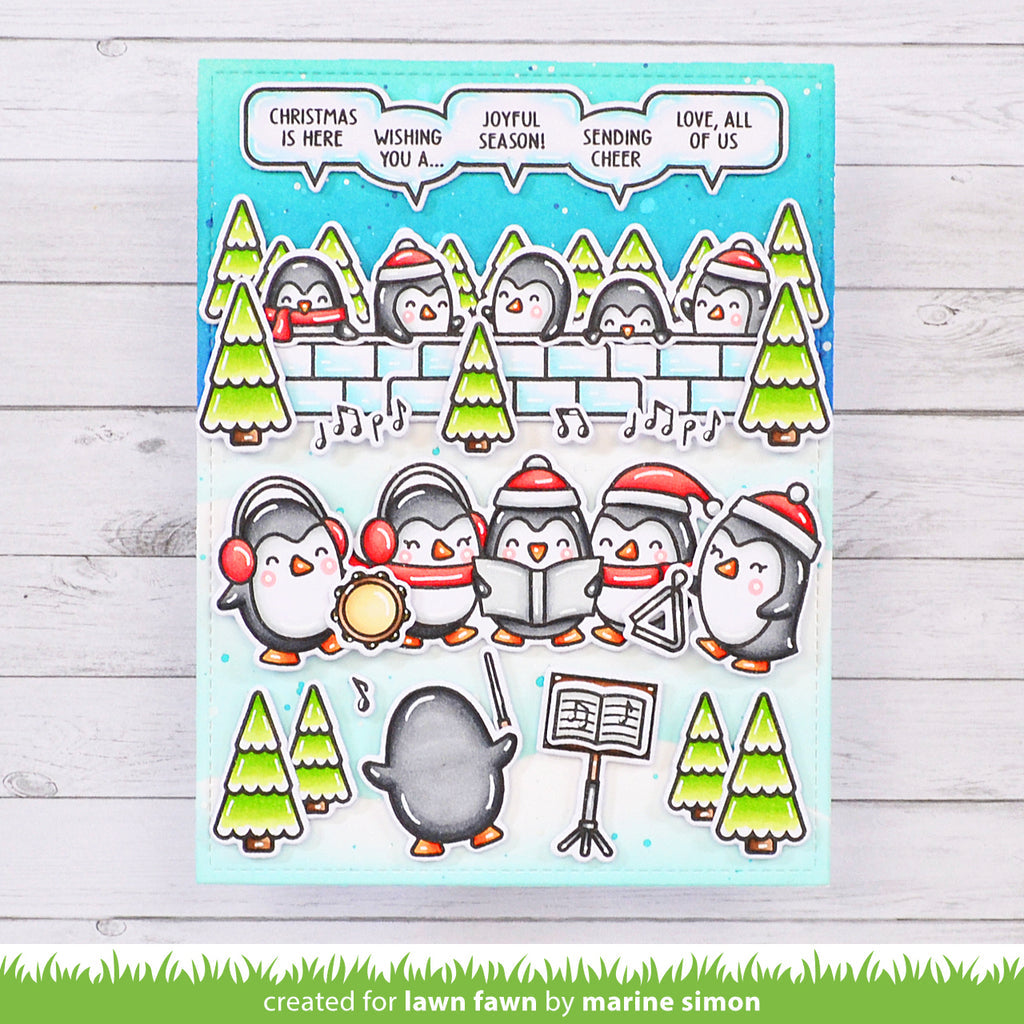 Lawn Fawn Set Simply Celebrate Winter Critters Clear Stamps and Dies penguins