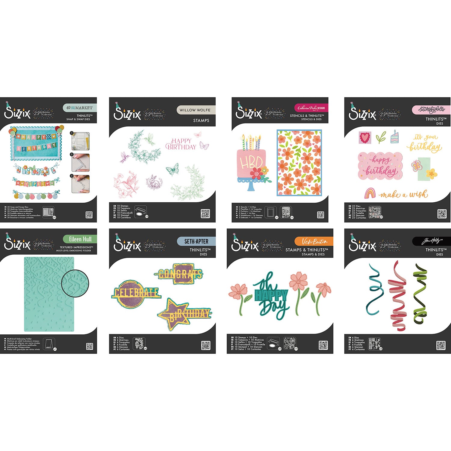 Sizzix 25th Birthday Collection Die, Folder, Stamp and Stencil bundle