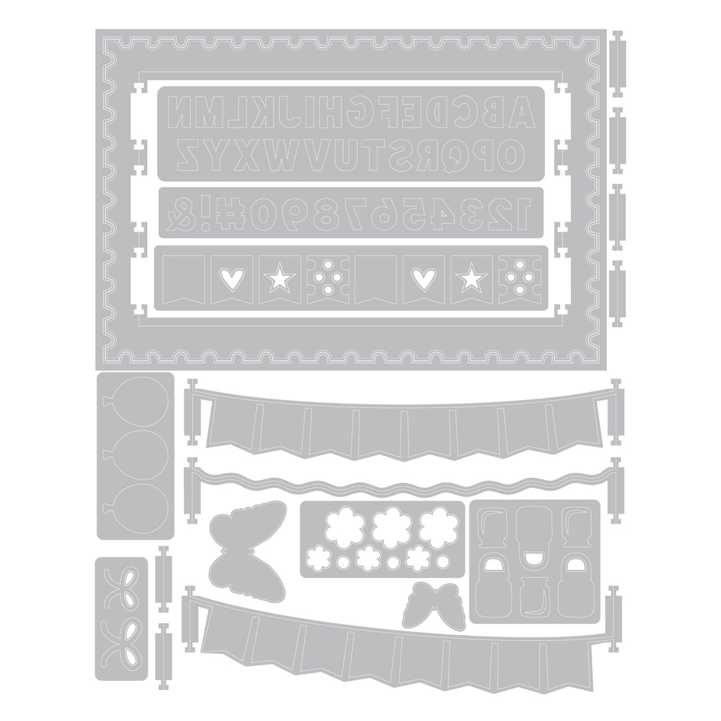 Sizzix 49 and Market Snap and Swap All about Banners Thinlits Dies 667055 die pieces
