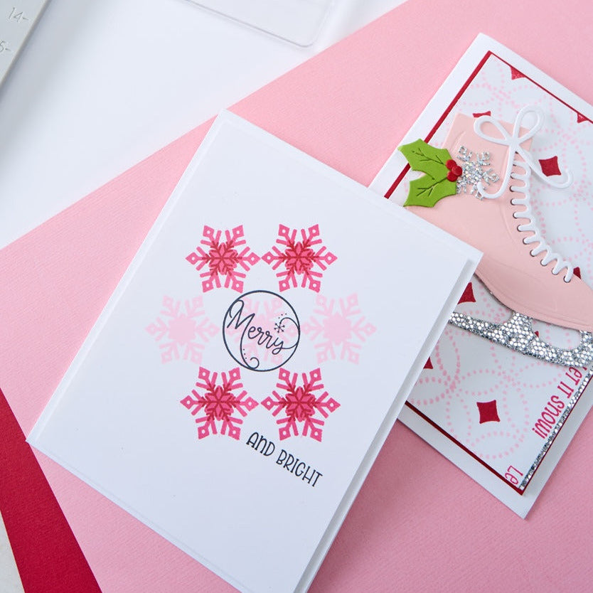Sizzix Around the Holidays Clear Stamps and Framelits Dies 667173 merry and bright snowflake circle