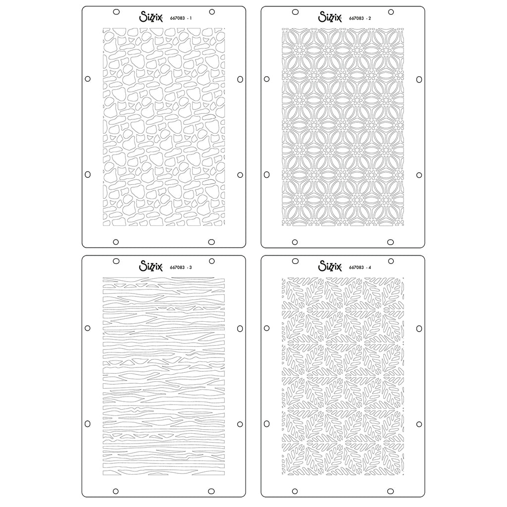 Sizzix Background Textures A6 Stencils 667083 patterns