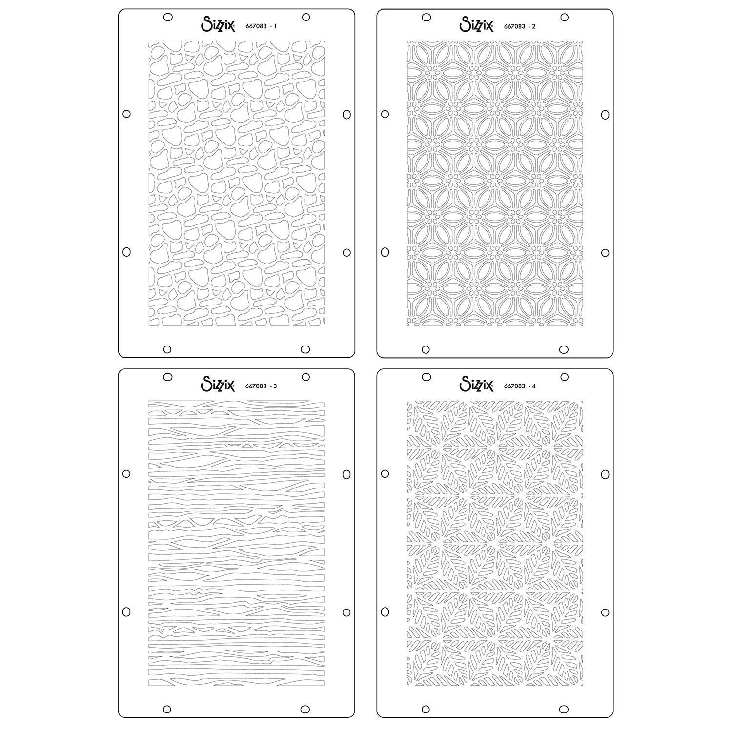 Sizzix Background Textures A6 Stencils 667083 patterns