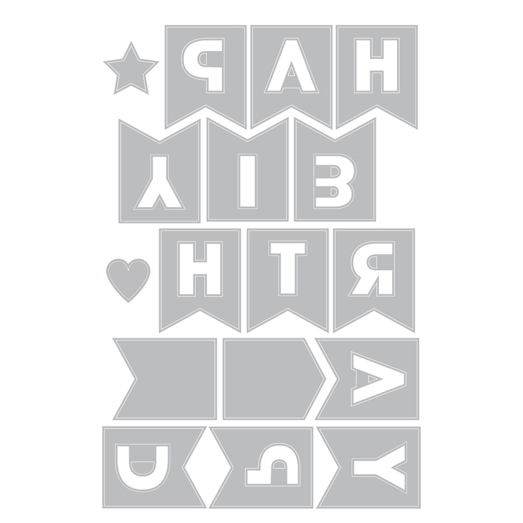 Sizzix Birthday Bunting Thinlits Dies 666833 line art