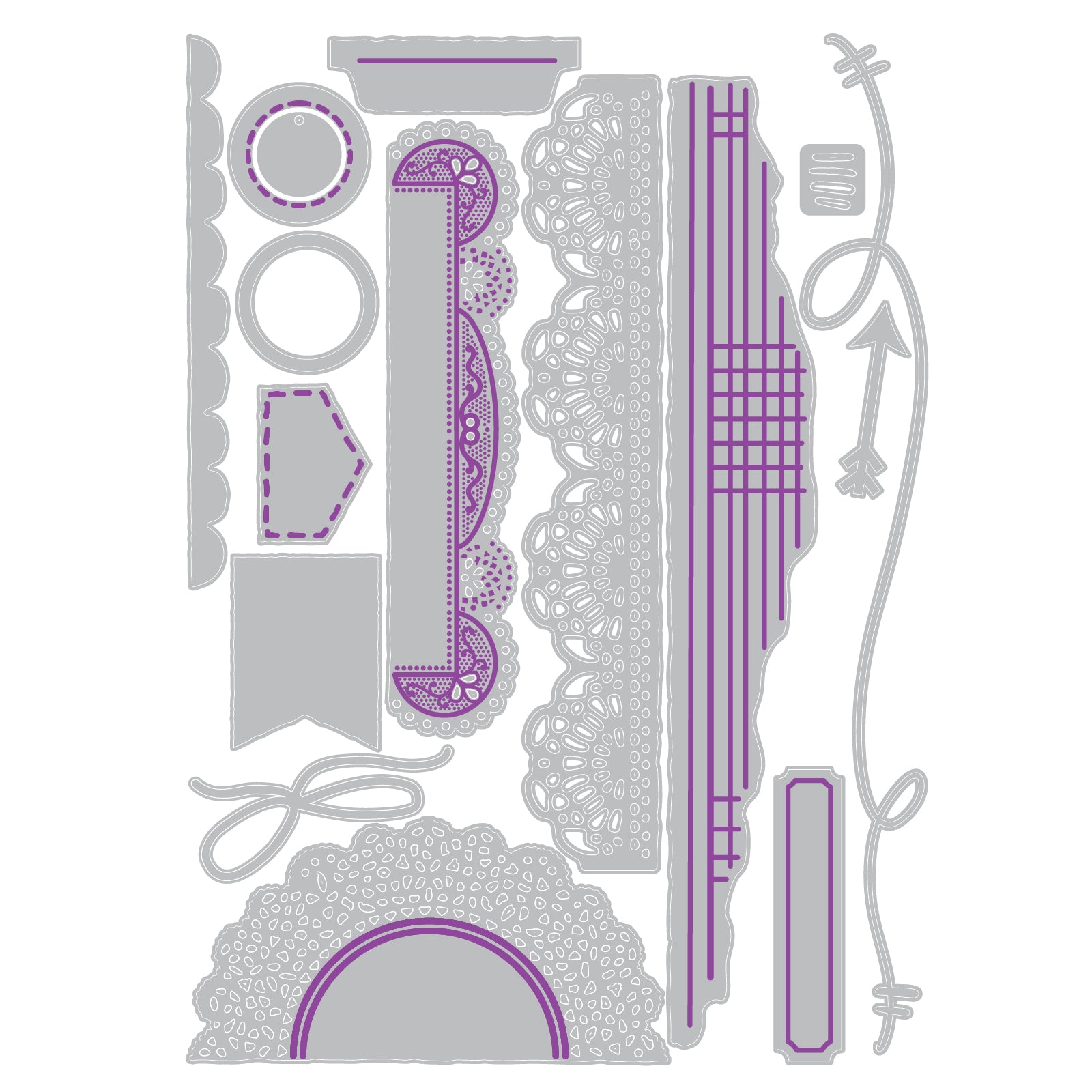 Sizzix Border Clusters Thinlits Dies 667186 inside contents
