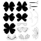 Sizzix Bright Butterflies 1 Clear Stamps Set 666992 line art