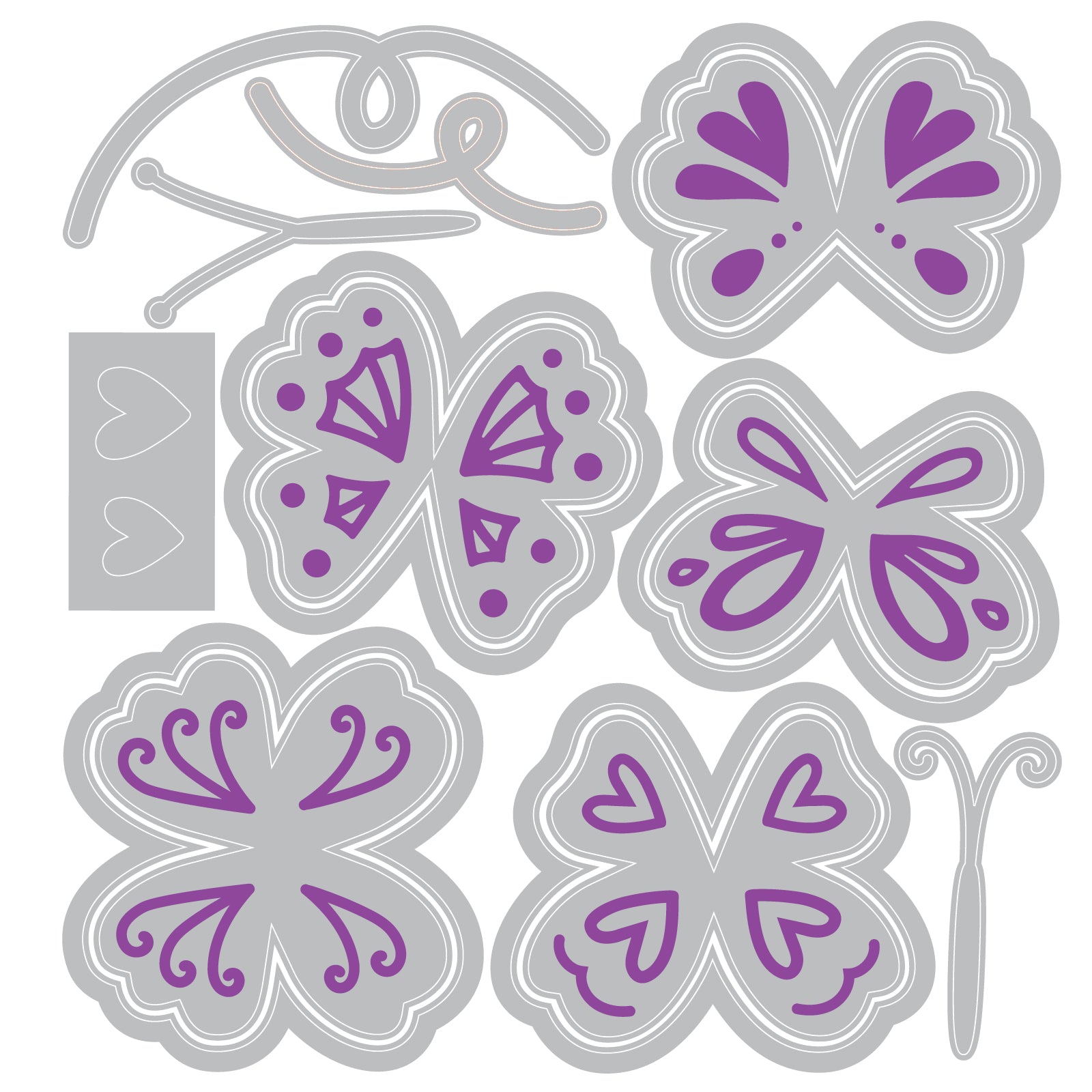 Sizzix Bright Butterflies 2 Framelits Dies 667007 line art