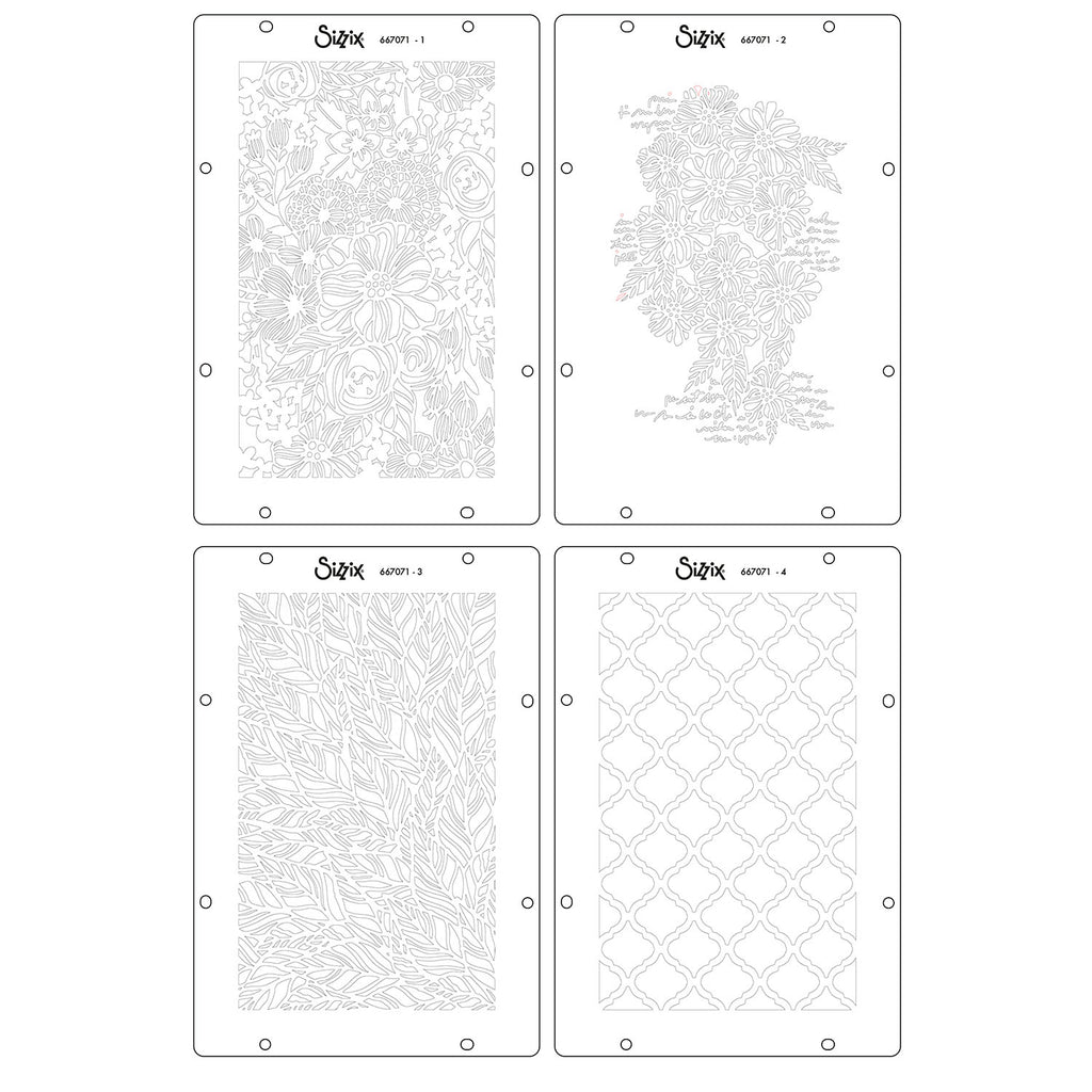Sizzix Buildables Botanicals 1 A5 Stencils 667071 individual