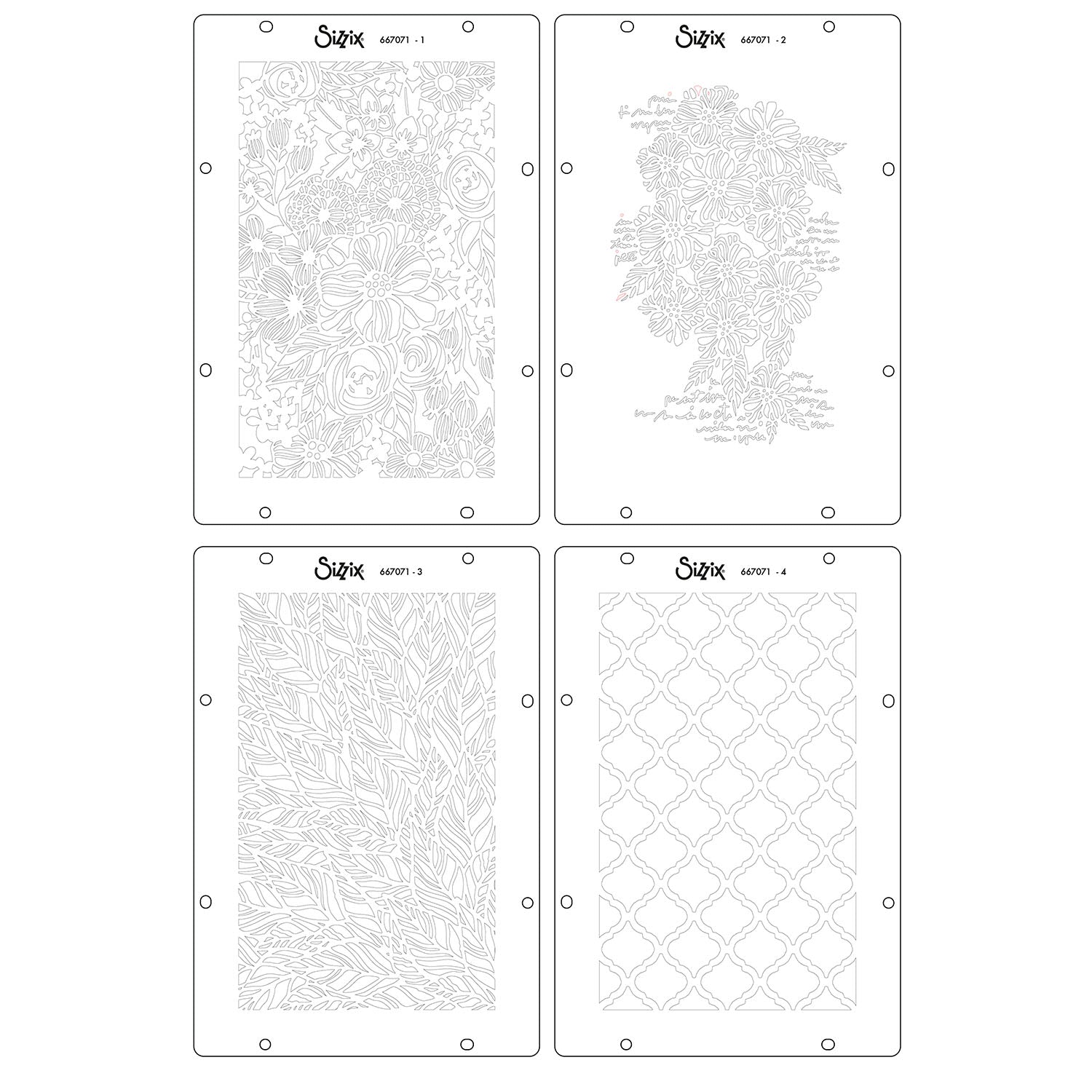Sizzix Buildables Botanicals 1 A5 Stencils 667071 individual