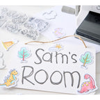 Sizzix Dinosaur Adventures Framelits Dies and Stamps Set 667152 Brontosaurus sam's room bedroom sign