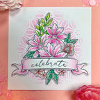Sizzix Floral Bouquet Framelits Die and Stamp Set 667082 pink flowers