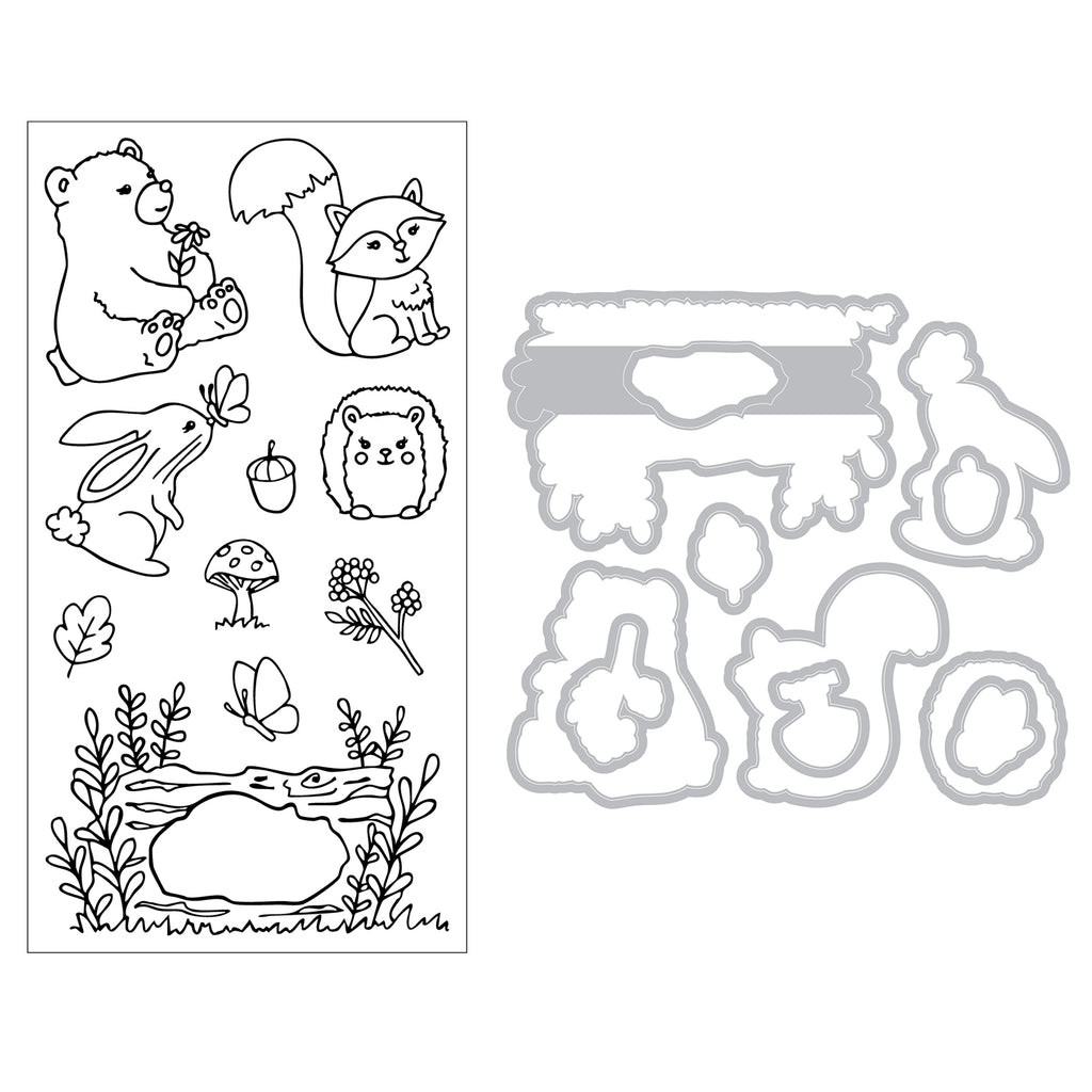 Sizzix Forest Friends Framelits Dies and Stamps Set 667153 contents inside