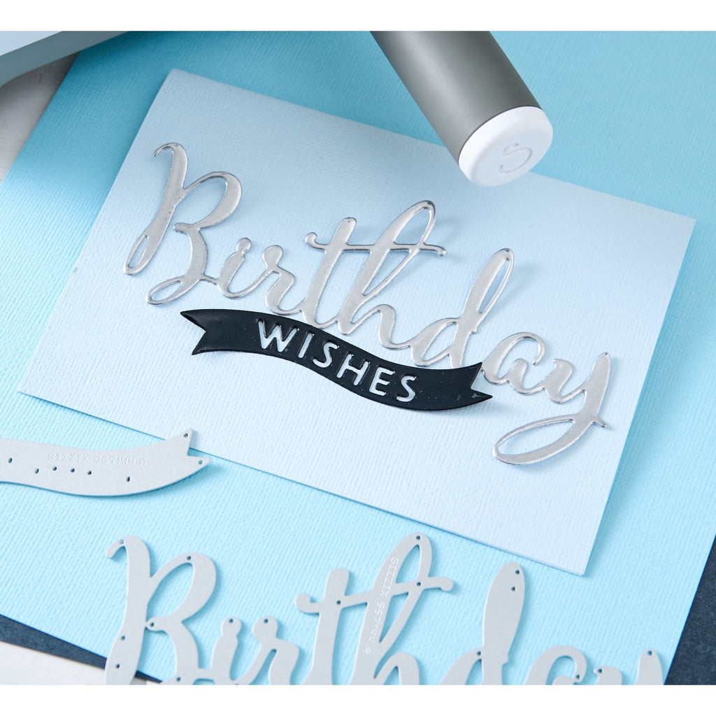 Sizzix Grand Happy Birthday Thinlits Die Set 667144 black wishes banner card