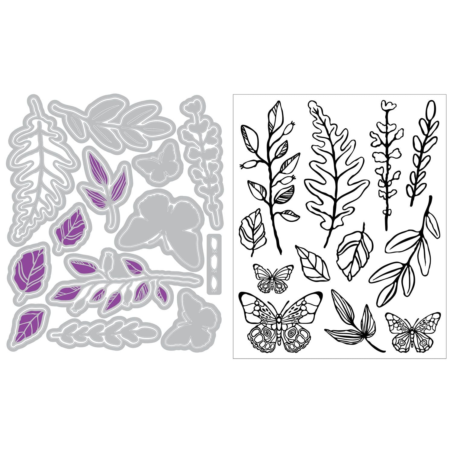 Sizzix Greenery Layers 1 Stamps and Framelits Dies 667075 pieces